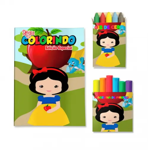 Livro de Colorir Massinha Branca de Neve Personalizado | Kit Colorir Infantil | Lembrancinha Festa Infantil