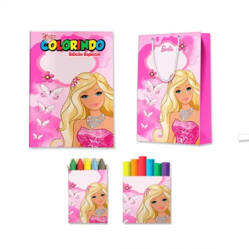 Livro de Colorir Massinha e Sacola Barbie Personalizado | Kit Colorir Infantil | Lembrancinha Festa Infantil