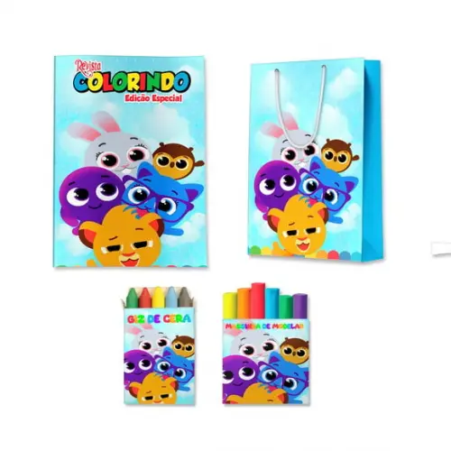 Livro de Colorir Massinha e Sacola Bolofofos Personalizado | Kit Colorir Infantil | Lembrancinha Festa Infantil
