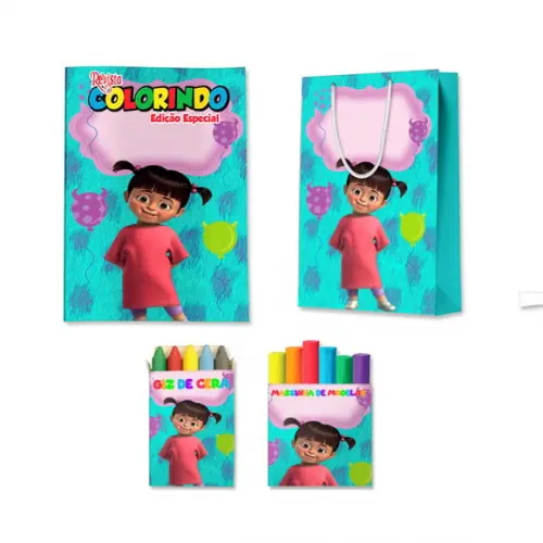 Livro de Colorir Massinha e Sacola Boo Monstros Sa Personalizado | Kit Colorir Infantil | Lembrancinha Festa Infantil