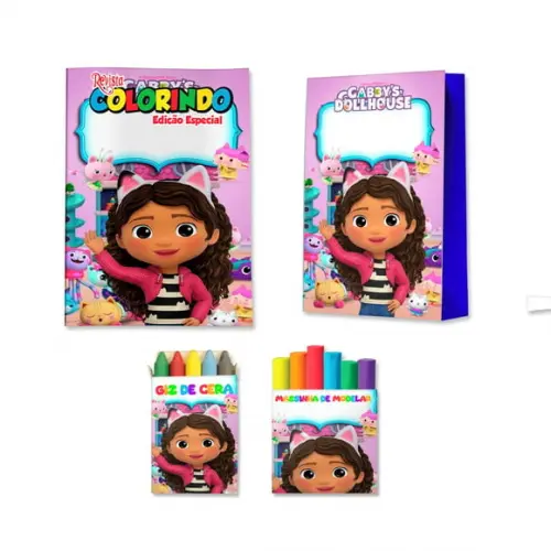 Livro de Colorir Massinha e Sacola Casa Mágica da Gabby Personalizado | Kit Colorir Infantil | Lembrancinha Festa Inf...