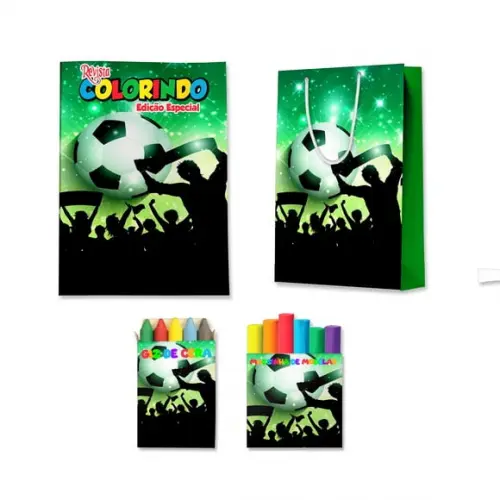 Livro de Colorir Massinha e Sacola Futebol Personalizado | Kit Colorir Infantil | Lembrancinha Festa Infantil