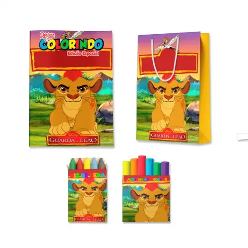 Livro de Colorir Massinha e Sacola Guarda do Leão Personalizado | Kit Colorir Infantil | Lembrancinha Festa Infantil