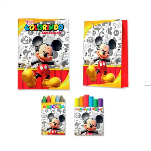 Livro de Colorir Massinha e Sacola Mickey Personalizado | Kit Colorir Infantil | Lembrancinha Festa Infantil