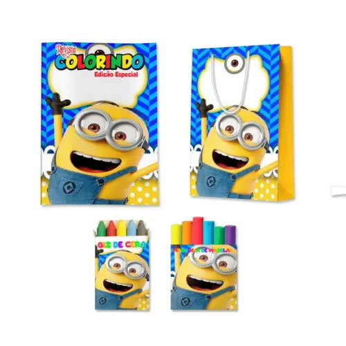 Livro de Colorir Massinha e Sacola Minions Malvado Favorito Personalizado | Kit Colorir Infantil | Lembrancinha Festa...
