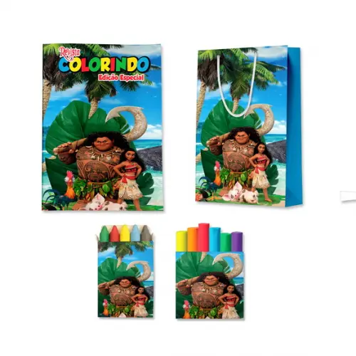 Livro de Colorir Massinha e Sacola Moana Personalizado | Kit Colorir Infantil | Lembrancinha Festa Infantil