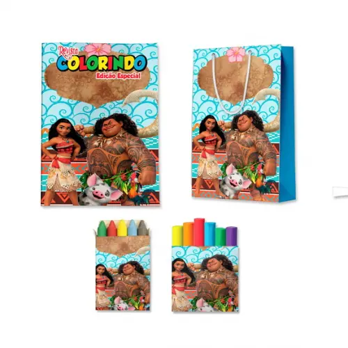 Livro de Colorir Massinha e Sacola Moana Personalizado | Kit Colorir Infantil | Lembrancinha Festa Infantil