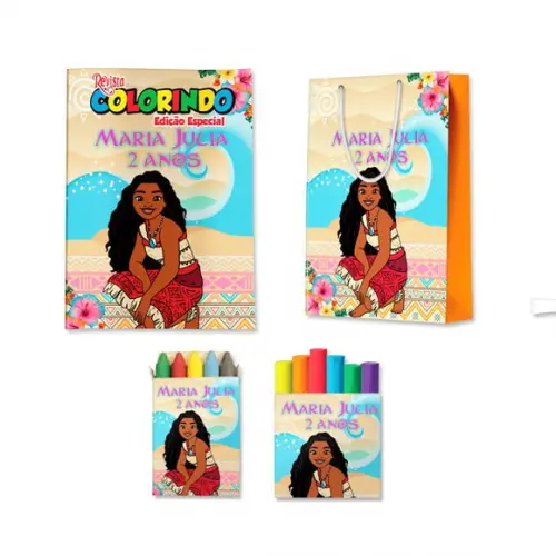 Livro de Colorir Massinha e Sacola Moana 2 Personalizado | Kit Colorir Infantil | Lembrancinha Festa Infantil
