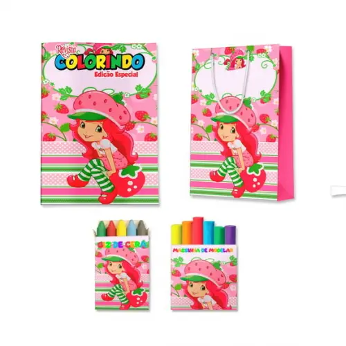 Livro de Colorir Massinha e Sacola Moranguinho Personalizado | Kit Colorir Infantil | Lembrancinha Festa Infantil