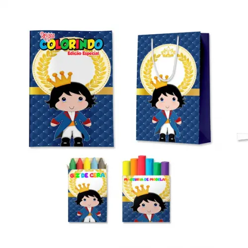 Livro de Colorir Massinha e Sacola Pequeno Príncipe Personalizado | Kit Colorir Infantil | Lembrancinha Festa Infantil