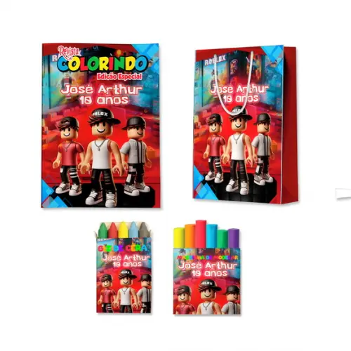 Livro de Colorir Massinha e Sacola Roblox Personalizado | Kit Colorir Infantil | Lembrancinha Festa Infantil
