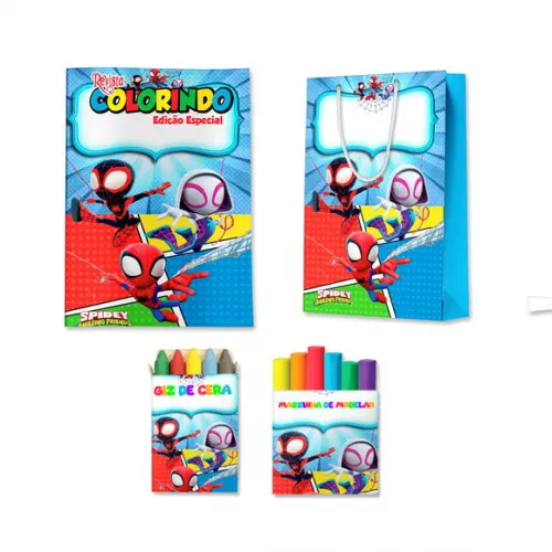 Livro de Colorir Massinha e Sacola Spidey e Seus Amigos Personalizado | Kit Colorir Infantil | Lembrancinha Festa Inf...