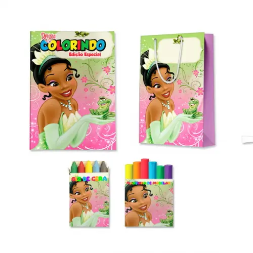 Livro de Colorir Massinha e Sacola Tiana Princesa e o Sapo Personalizado | Kit Colorir Infantil | Lembrancinha Festa...