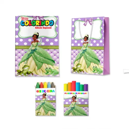 Livro de Colorir Massinha e Sacola Tiana Princesa e o Sapo Personalizado | Kit Colorir Infantil | Lembrancinha Festa...
