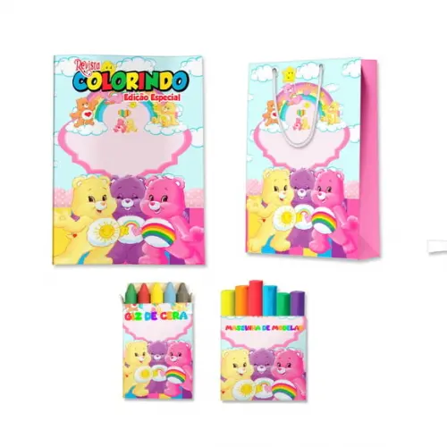 Livro de Colorir Massinha e Sacola Ursinhos Carinhosos Personalizado | Kit Colorir Infantil | Lembrancinha Festa Infa...