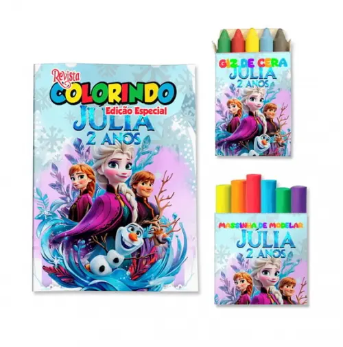 Livro de Colorir Massinha Frozen Personalizado | Kit Colorir Infantil | Lembrancinha Festa Infantil