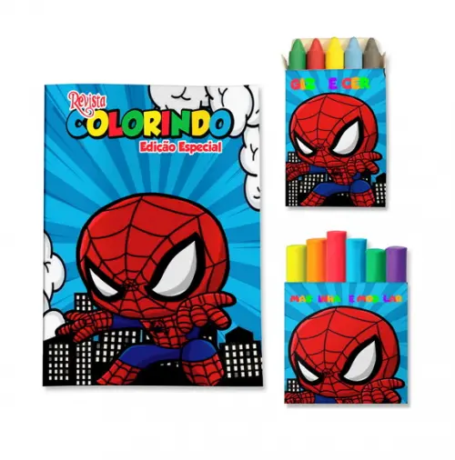 Livro de Colorir Massinha Homem Aranha Personalizado | Kit Colorir Infantil | Lembrancinha Festa Infantil
