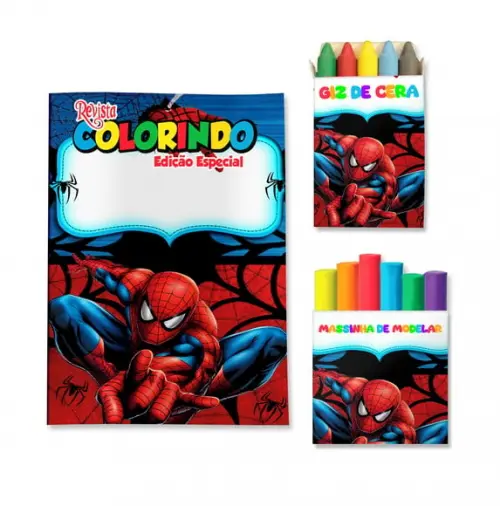 Livro de Colorir Massinha Homem Aranha Personalizado | Kit Colorir Infantil | Lembrancinha Festa Infantil