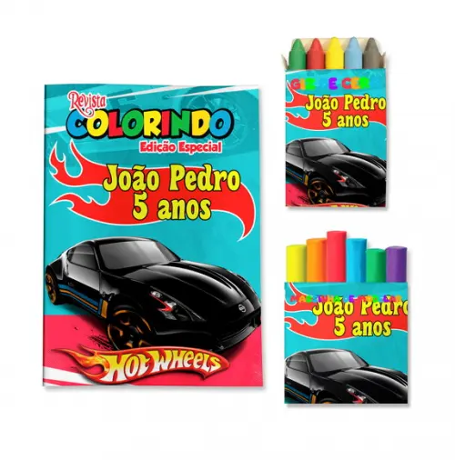 Livro de Colorir Massinha Hot Wheels Personalizado | Kit Colorir Infantil | Lembrancinha Festa Infantil