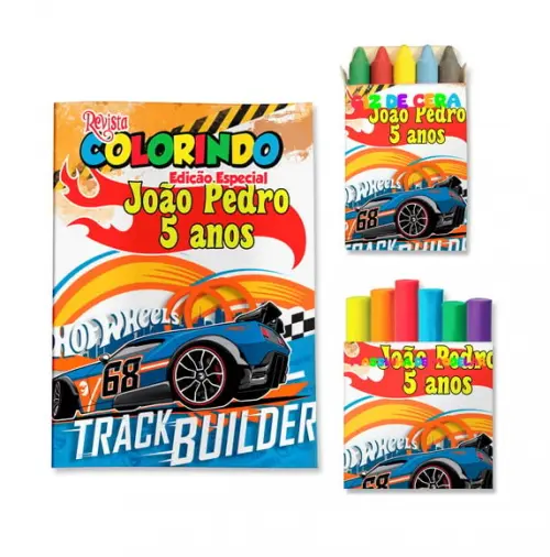 Livro de Colorir Massinha Hot Wheels Personalizado | Kit Colorir Infantil | Lembrancinha Festa Infantil