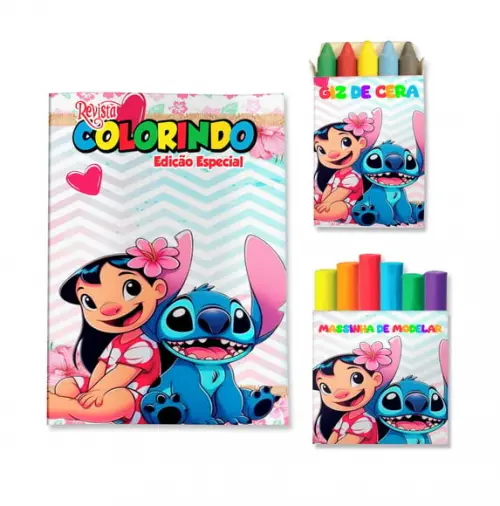 Livro de Colorir Massinha Lilo e Stitch Personalizado | Kit Colorir Infantil | Lembrancinha Festa Infantil