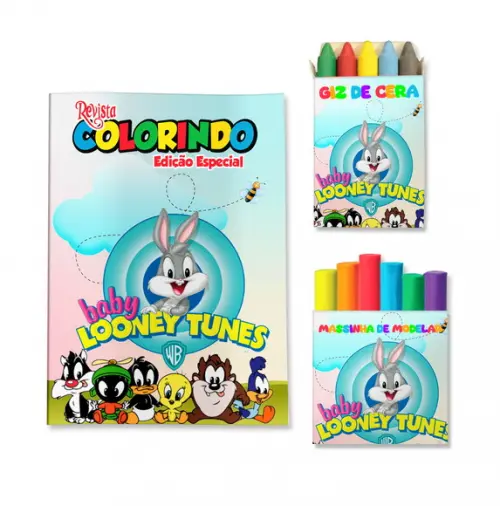 Livro de Colorir Massinha Looney Tunes Personalizado | Kit Colorir Infantil | Lembrancinha Festa Infantil