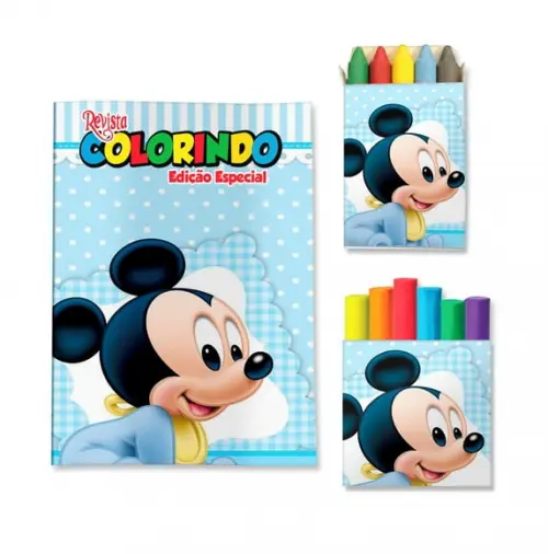 Livro de Colorir Massinha Mickey Baby Personalizado | Kit Colorir Infantil | Lembrancinha Festa Infantil