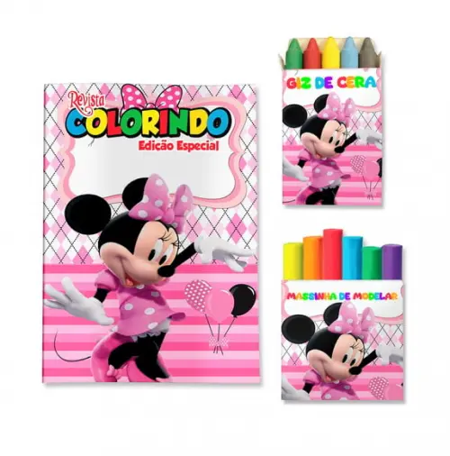 Livro de Colorir Massinha Minnie Personalizado | Kit Colorir Infantil | Lembrancinha Festa Infantil