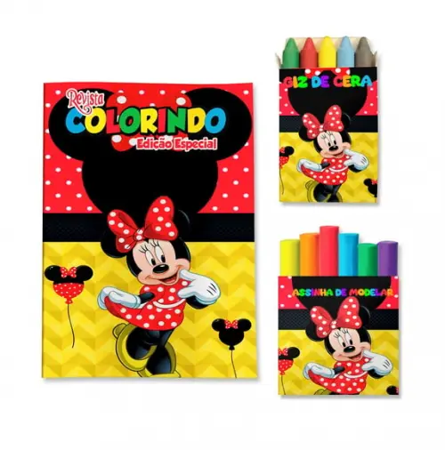 Livro de Colorir Massinha Minnie Vermelha Personalizado | Kit Colorir Infantil | Lembrancinha Festa Infantil