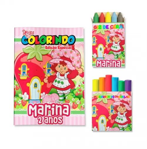Livro de Colorir Massinha Moranguinho Antiga Anos 80 Personalizado | Kit Colorir Infantil | Lembrancinha Festa Infantil