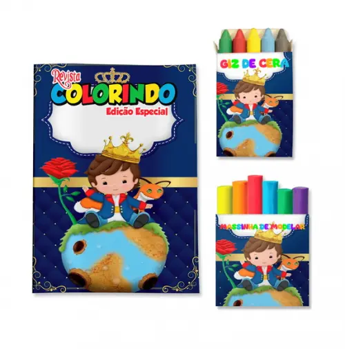 Livro de Colorir Massinha Pequeno Príncipe Personalizado | Kit Colorir Infantil | Lembrancinha Festa Infantil
