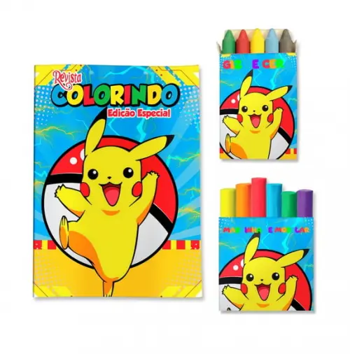Livro de Colorir Massinha Pokémon Personalizado | Kit Colorir Infantil | Lembrancinha Festa Infantil