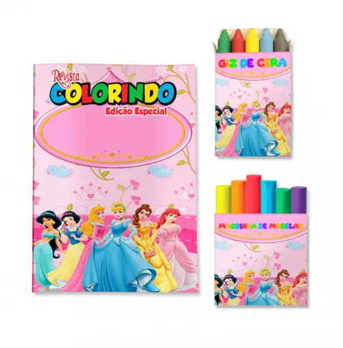 Livro de Colorir Massinha Princesas Disney Personalizado | Kit Colorir Infantil | Lembrancinha Festa Infantil