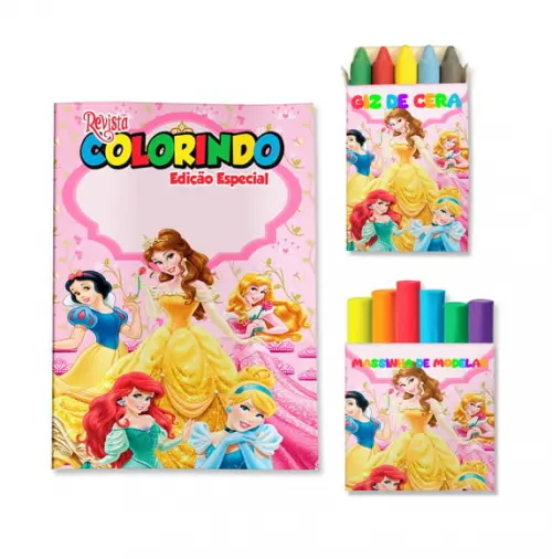 Livro de Colorir Massinha Princesas Disney Personalizado | Kit Colorir Infantil | Lembrancinha Festa Infantil