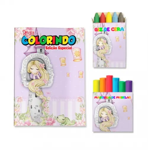 Livro de Colorir Massinha Rapunzel Enrolados Personalizado | Kit Colorir Infantil | Lembrancinha Festa Infantil