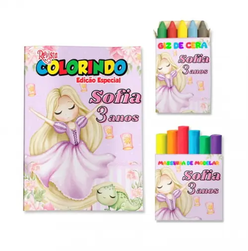 Livro de Colorir Massinha Rapunzel Enrolados Personalizado | Kit Colorir Infantil | Lembrancinha Festa Infantil