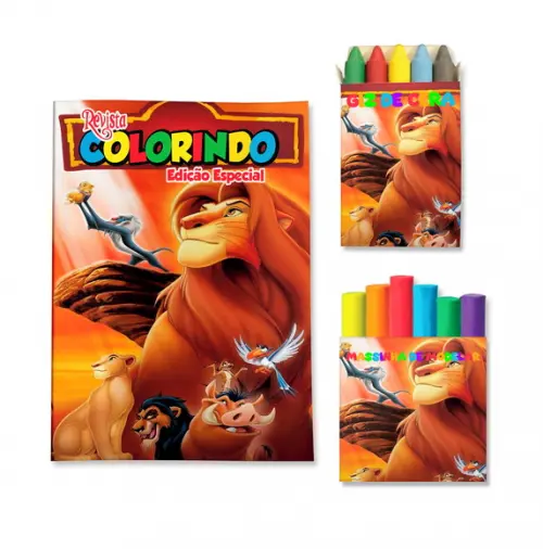 Livro de Colorir Massinha Rei Leão Personalizado | Kit Colorir Infantil | Lembrancinha Festa Infantil