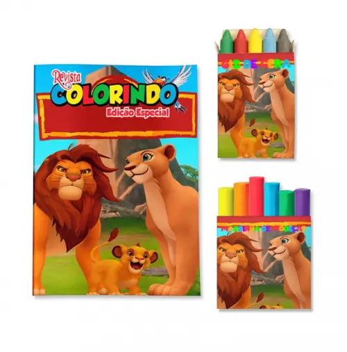 Livro de Colorir Massinha Rei Leão Personalizado | Kit Colorir Infantil | Lembrancinha Festa Infantil