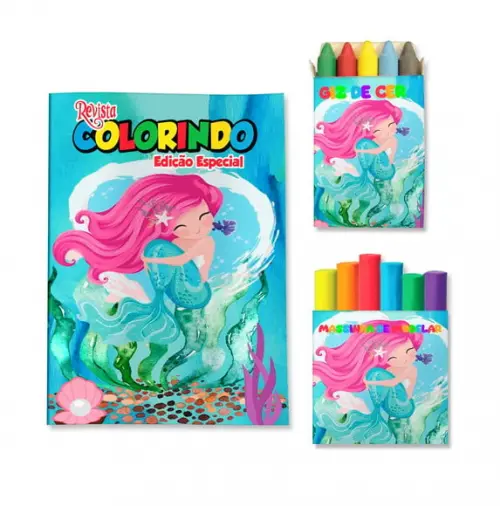 Livro de Colorir Massinha Sereia Personalizado | Kit Colorir Infantil | Lembrancinha Festa Infantil
