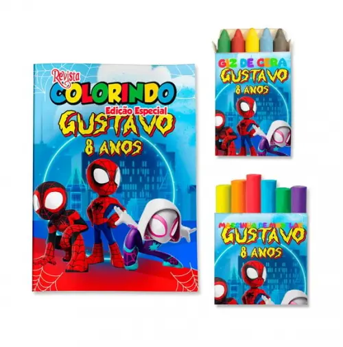 Livro de Colorir Massinha Spidey e Seus Amigos Espetaculares Personalizado | Kit Colorir Infantil | Lembrancinha Fest...