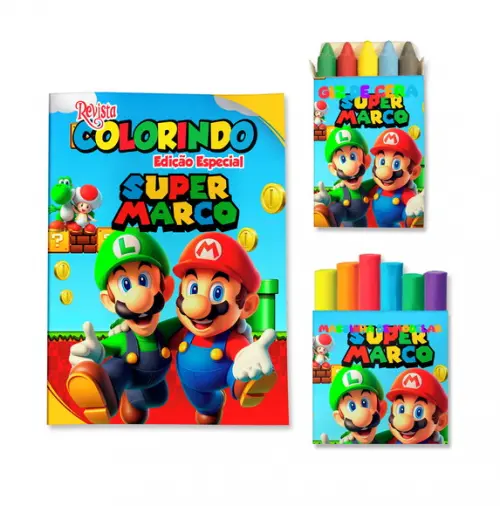 Livro de Colorir Massinha Super Mario Personalizado | Kit Colorir Infantil | Lembrancinha Festa Infantil