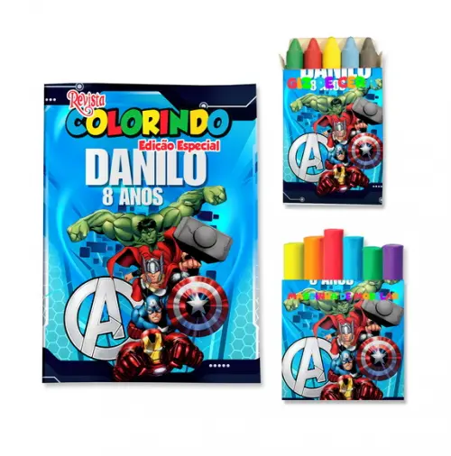 Livro de Colorir Massinha Vingadores Personalizado | Kit Colorir Infantil | Lembrancinha Festa Infantil
