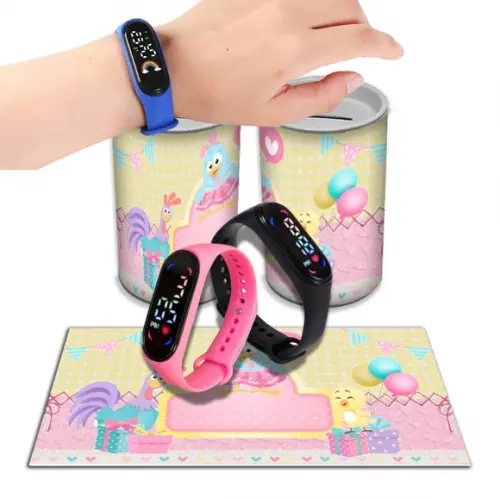 Kit Lembrancinha Galinha Pintadinha Relógio + Cofrinho | Lembrancinha Festa Infantil