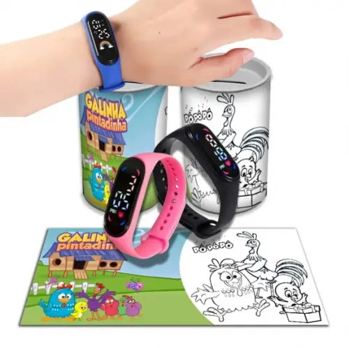 Kit Lembrancinha Galinha Pintadinha Relógio + Cofrinho | Lembrancinha Festa Infantil