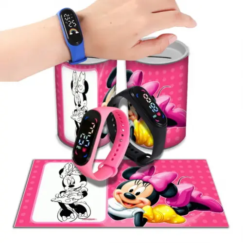 Kit Lembrancinha Minnie Relógio + Cofrinho Personalizado | Lembrancinha Festa Infantil