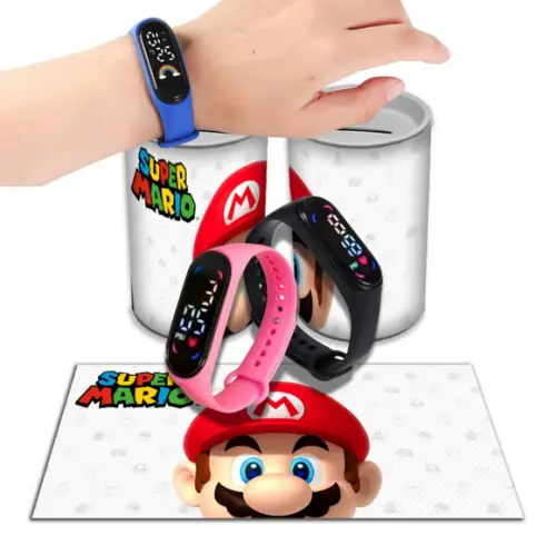 Kit Lembrancinha Super Mario Relógio + Cofrinho | Lembrancinha Festa Infantil