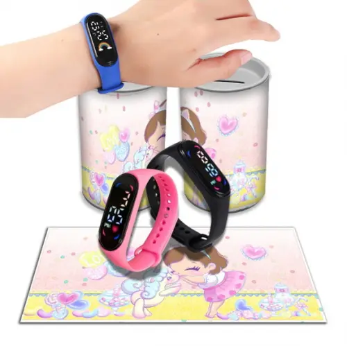 Kit Lembrancinha Unicórnio Relógio + Cofrinho Personalizado | Lembrancinha Festa Infantil