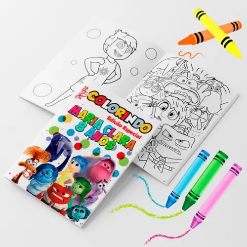 Livro de Colorir Kit Divertidamente 2 14x10+giz Personalizado | Kit Colorir Infantil | Lembrancinha Festa Infantil