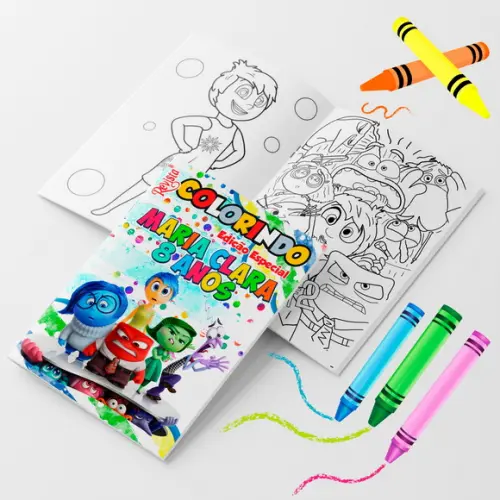Livro de Colorir Kit Divertidamente 2 14x10+giz Personalizado | Kit Colorir Infantil | Lembrancinha Festa Infantil