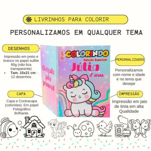 Livro de Colorir Kit Divertidamente 2 G 15x21+giz Personalizado |
